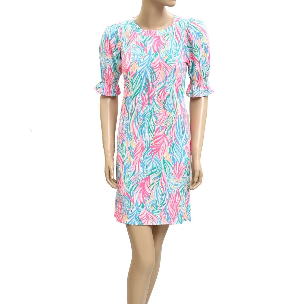 Lilly Pulitzer Adley Short Sleeve Mini Dress Smocked Printed Resort XS 282306 - Picture 5 of 9